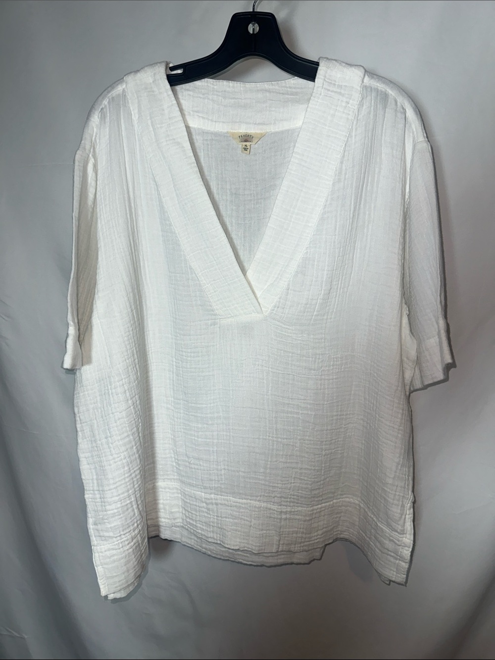Faherty White V-Neck Gauze Tunic